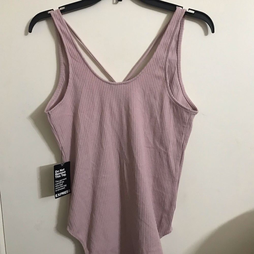 Express Light Lavender Ribbed Bodysuit - Picture 3 of 3